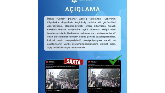 <p><b>Şura: İranın “Səhər” telekanalı ictimai rəyi manipulyasiya etməyə çalışıb</b></p>